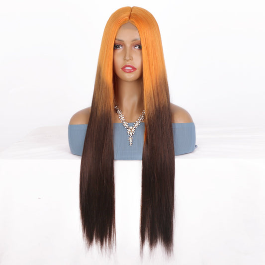 Women's long straight hair dyed wig 1024121218