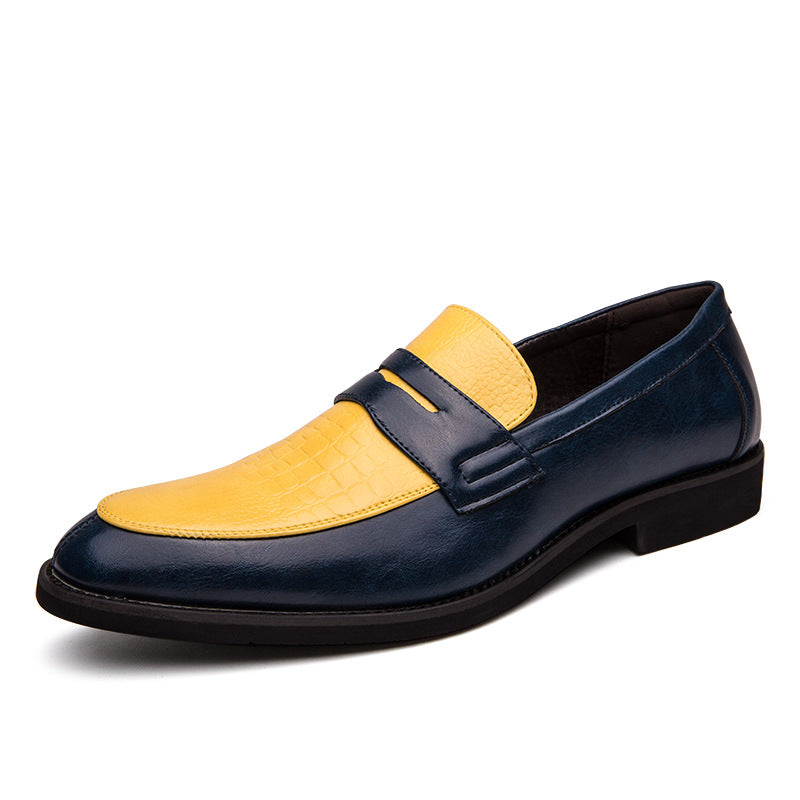 British pointed toe men's slip-on casual height-enhancing leather loafers