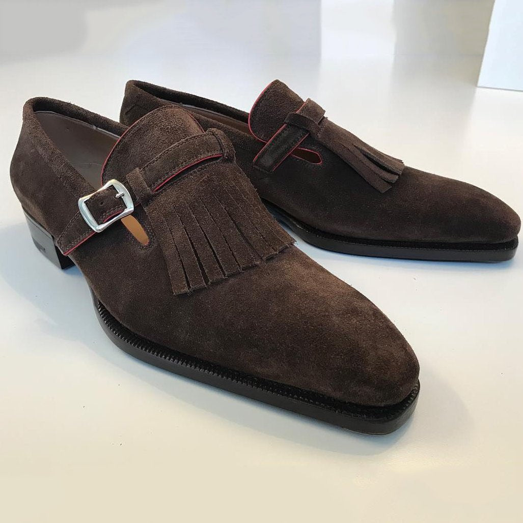 Suede Tessel Side Buckle Dress Shoes