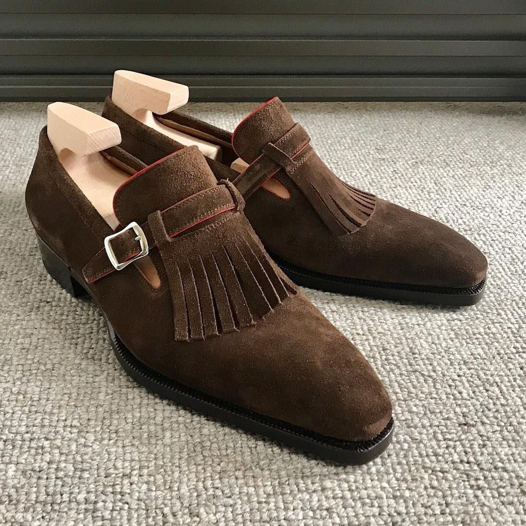 Suede Tessel Side Buckle Dress Shoes