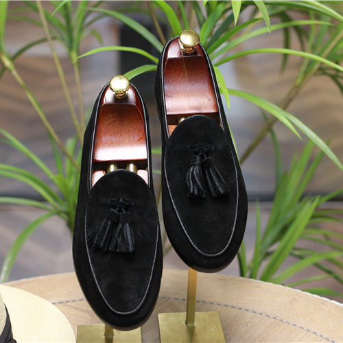 Italian fashion retro British pea shoes fringed loafers