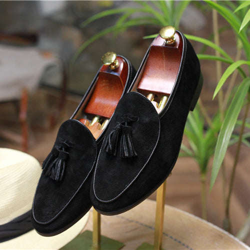 Italian fashion retro British pea shoes fringed loafers