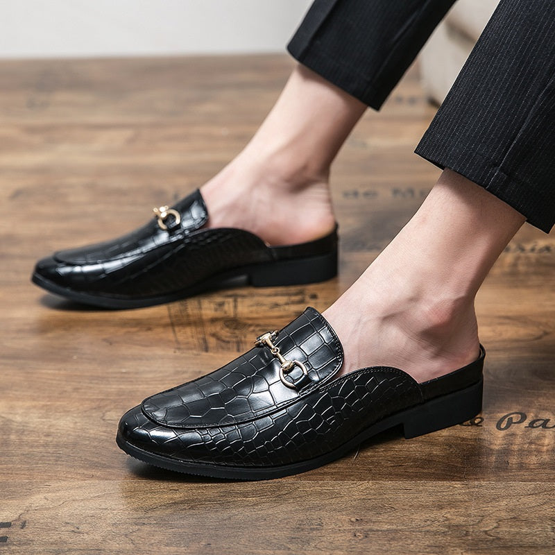 Men's Horsebit Half Slipper Leather Shoes