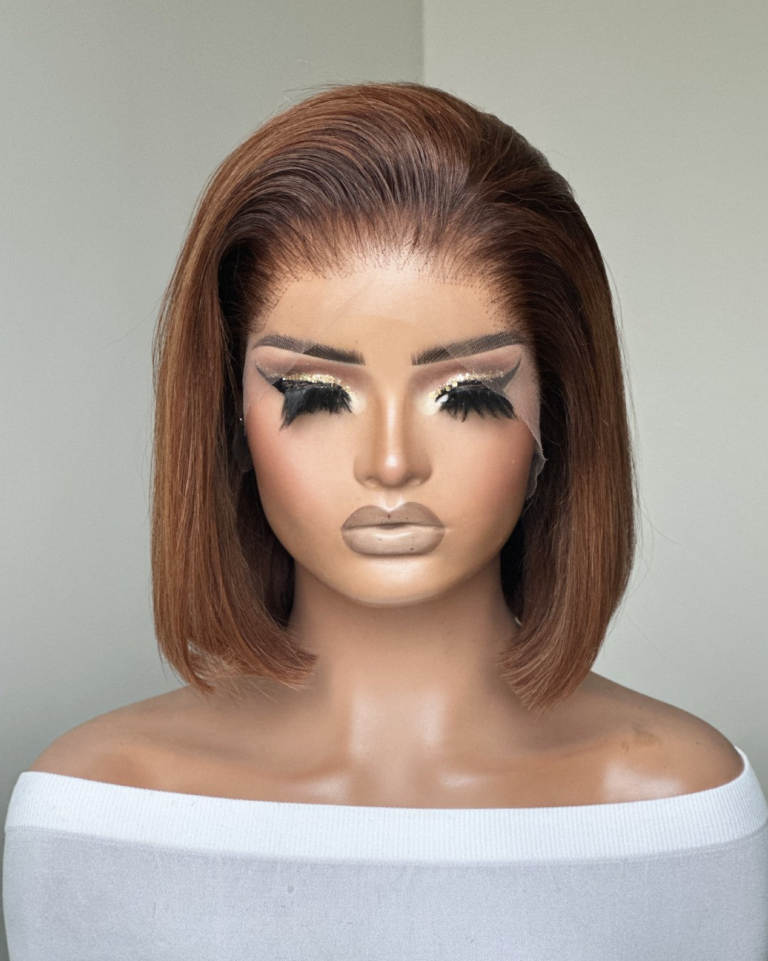 Ombre Orange Brown Straight Lace Front Wig