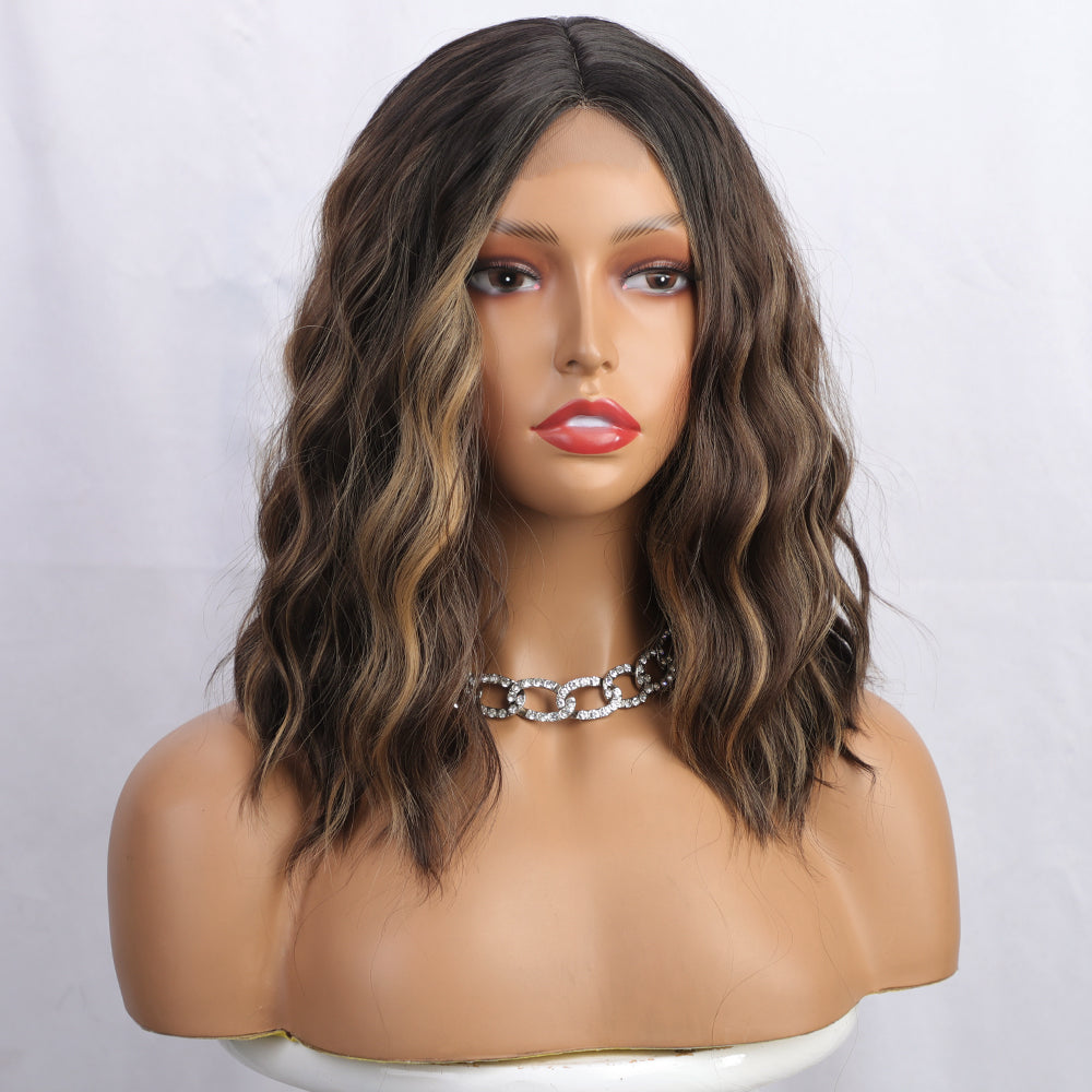 Ladies' front lace wavy short curly hair wigs 1024121005