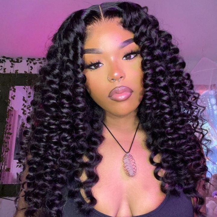 Glueless Bouncy Curly Hair 5x5 Precut Lace Closure Wig