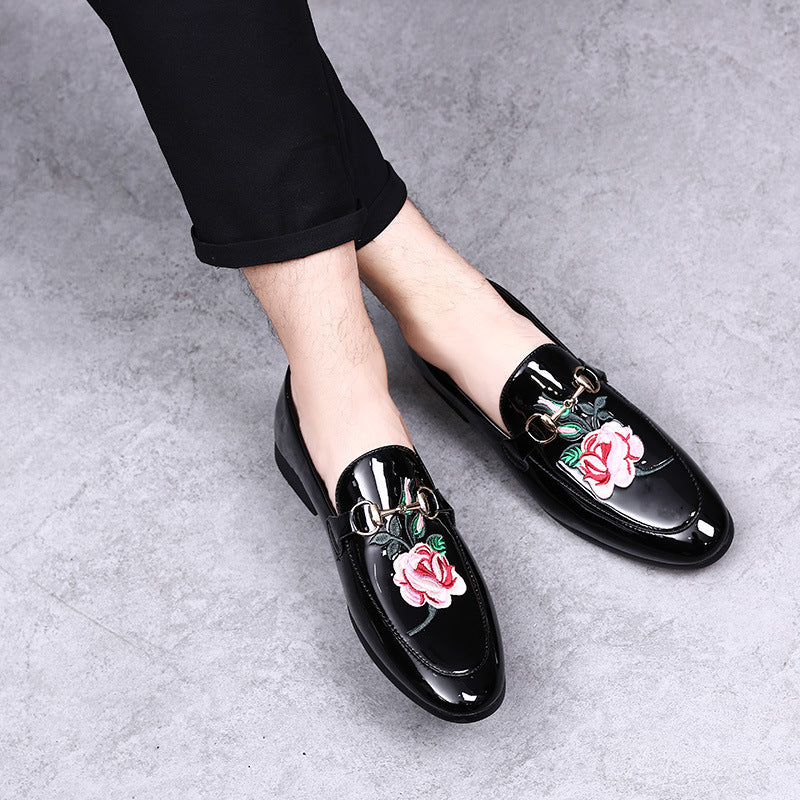 Black Patent Leather Men's Slip On Shoes Loafer