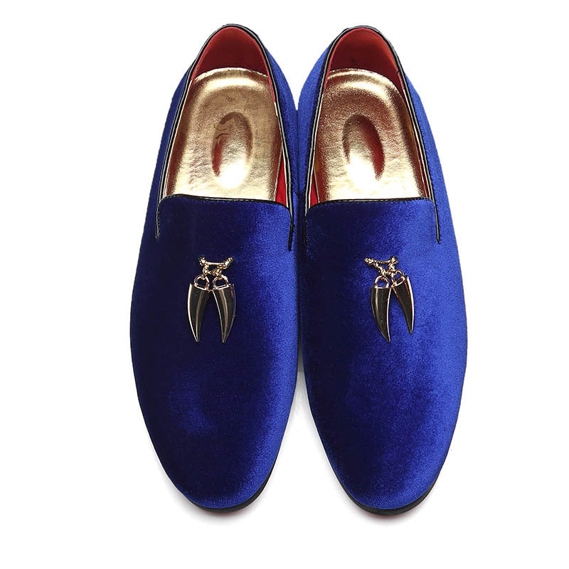 Blue Suede Men's Slip On Shoes Loafer