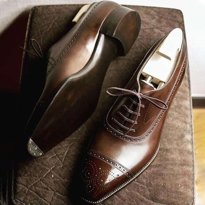 Classic High-end Handmade Brock Brown Oxford Leather Shoes