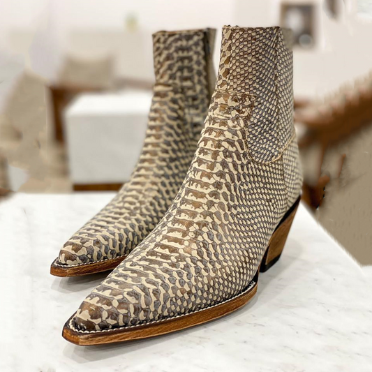 PYTHON BEIGE MUNICH BOOTS