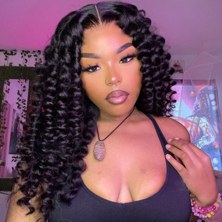 Glueless Bouncy Curly Hair 5x5 Precut Lace Closure Wig