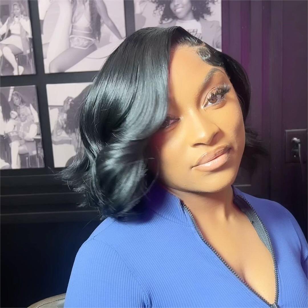 Side Part Layered Wave Bob 13x4 Lace Frontal Wig