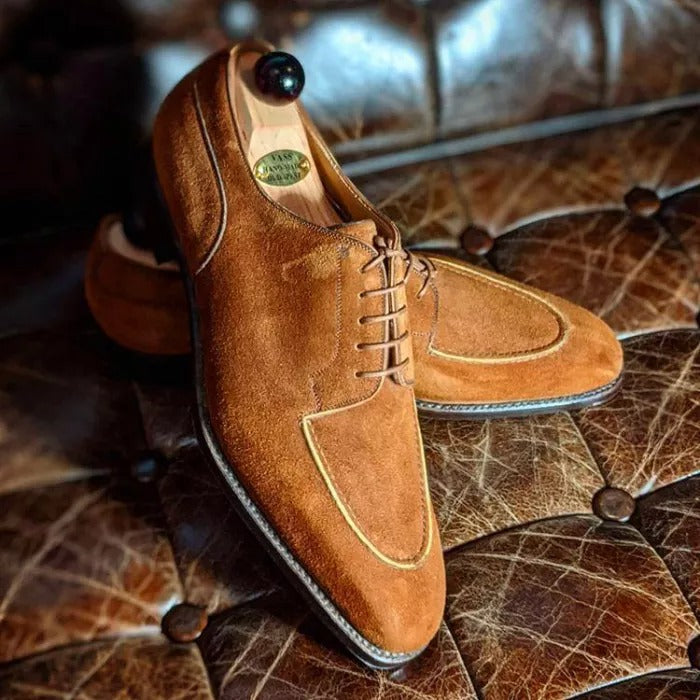 Men Casual Brown Suede Derby shoes dress shoes