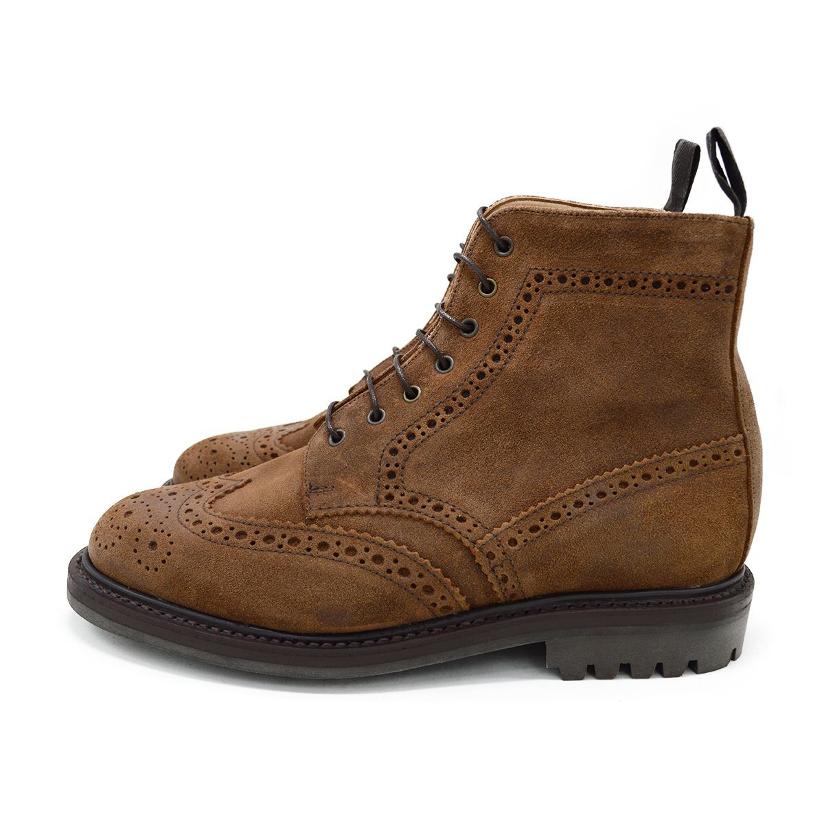 New suede lace-up brogue dress boots