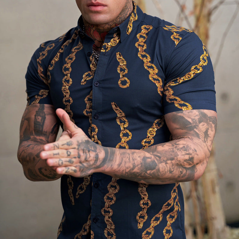 casual print men's shirt