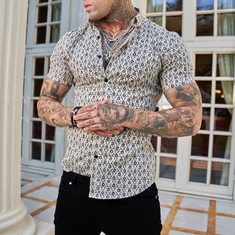 Men's Summer Two Tone Base Print Shirt