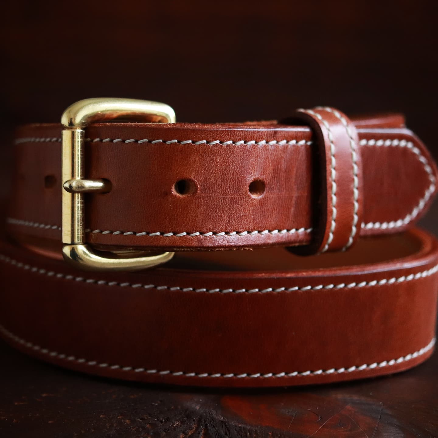 Brown Distressed Men's Leather Belt