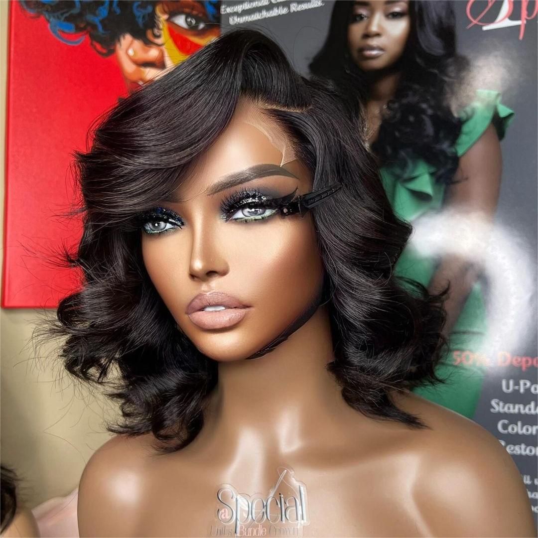 Fluffy Layered Wavy Bangs 5x5 Lace Closure Wig