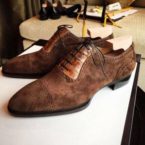 Men Fashion Trend Brown Business Casual Brogue Dress Shoes