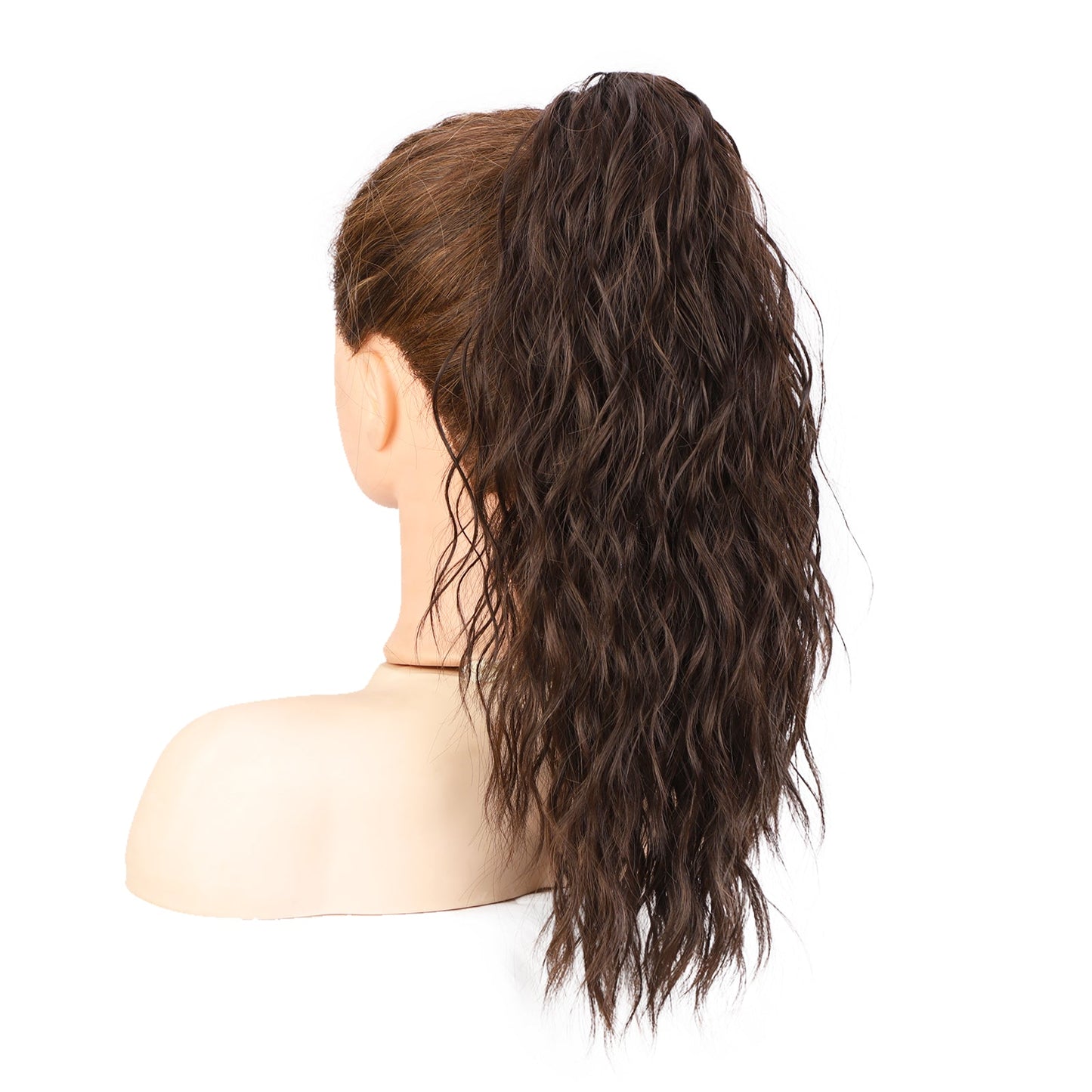 Women's Long Curly Hair Ponytail Wig Clip Corn Perm 1924121008