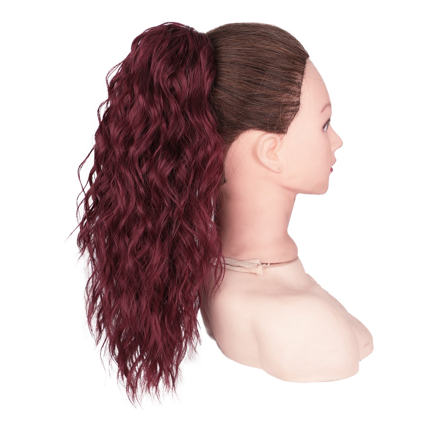 Women's Long Curly Hair Ponytail Wig Clip Corn Perm 1924121008