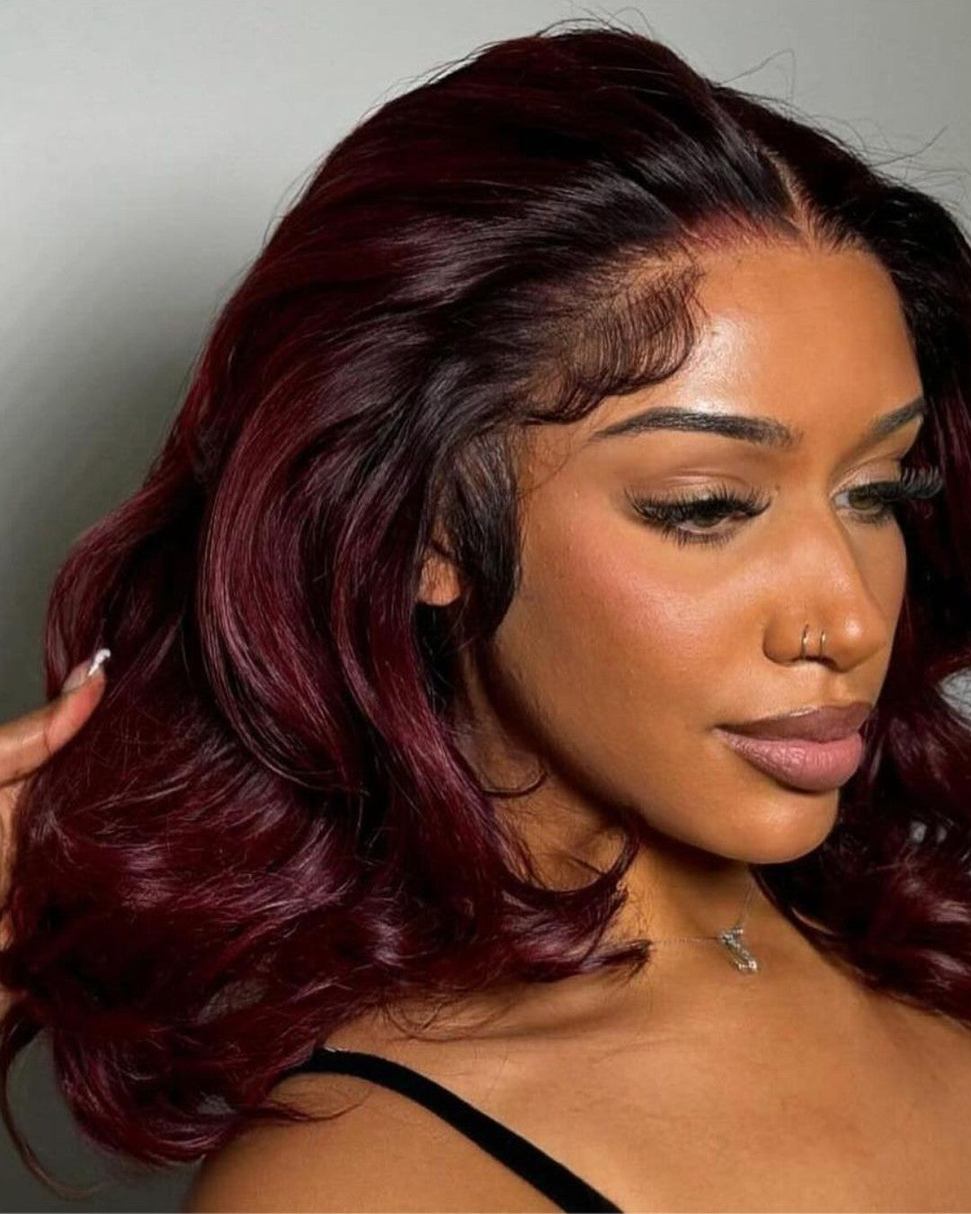 Burgundy Layered Wavy 13x4 Lace Frontal Wig