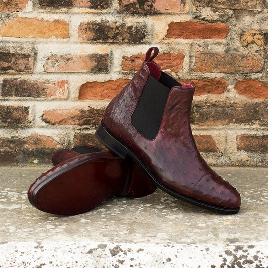 Men's Red Ostrich Chelsea Boots