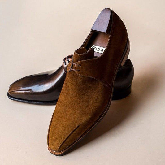 Brown low-heel derby shoes fashion slip-on shoes