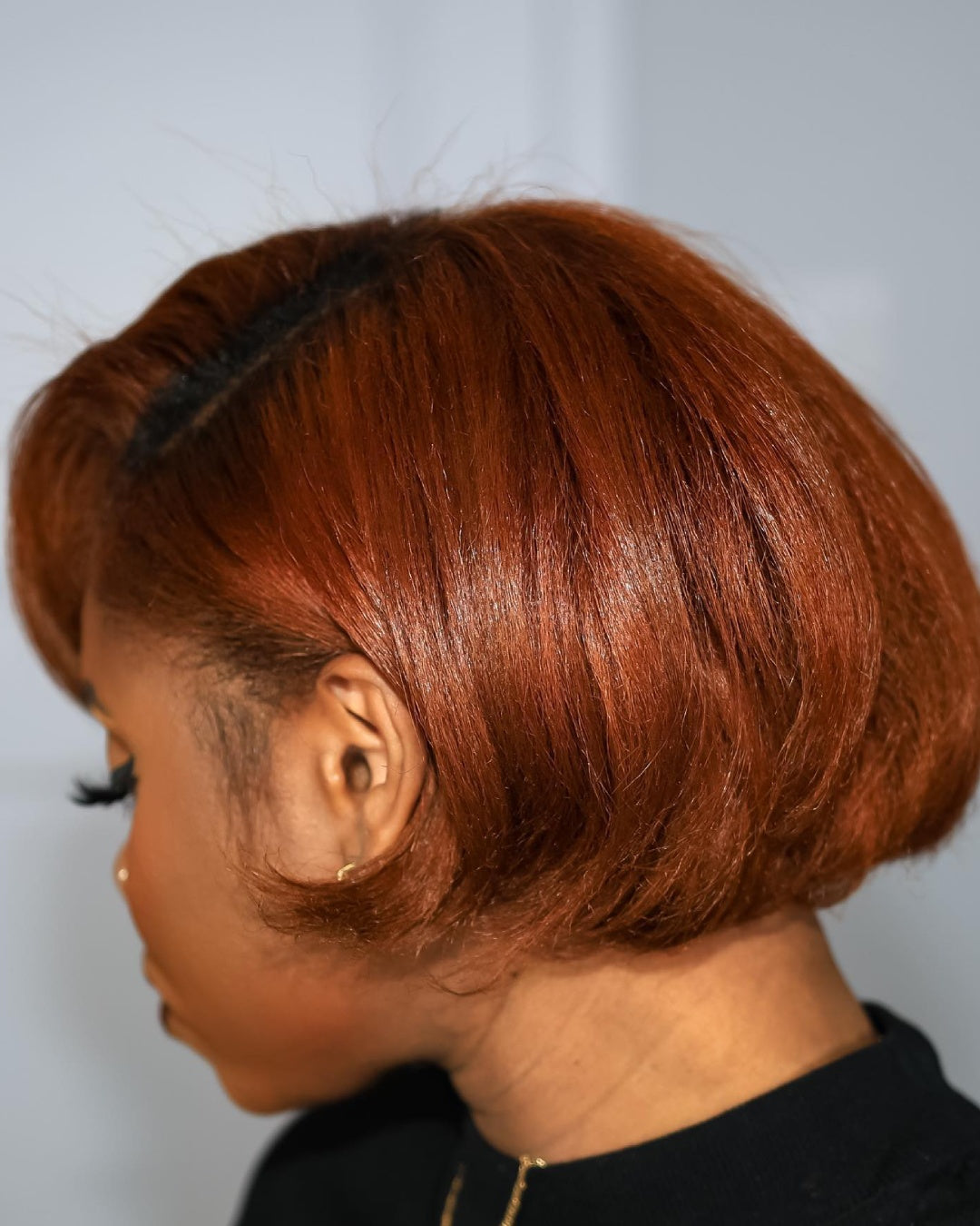 Ombre Orange Brown Bangs Bob 13x4 Lace Front Wig