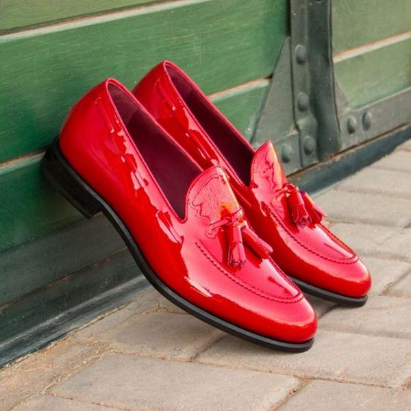 The Tassel Loafer in Red Patent Leather