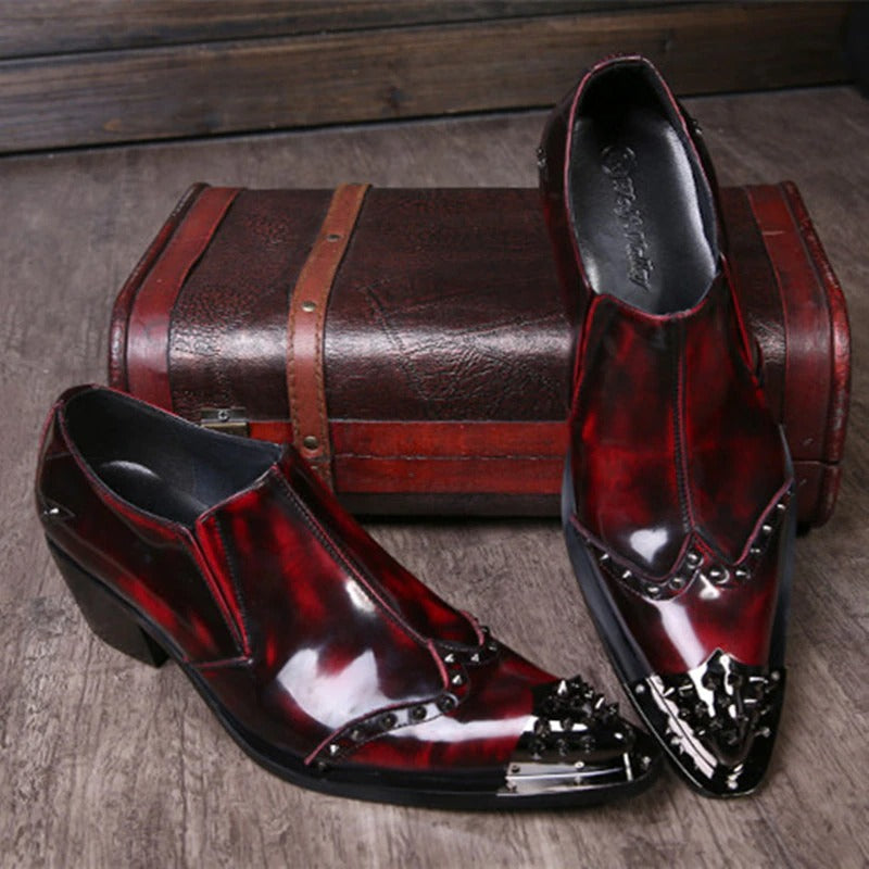 Italian Shoes Men Leather Wine Red Colors Weddding Shoes