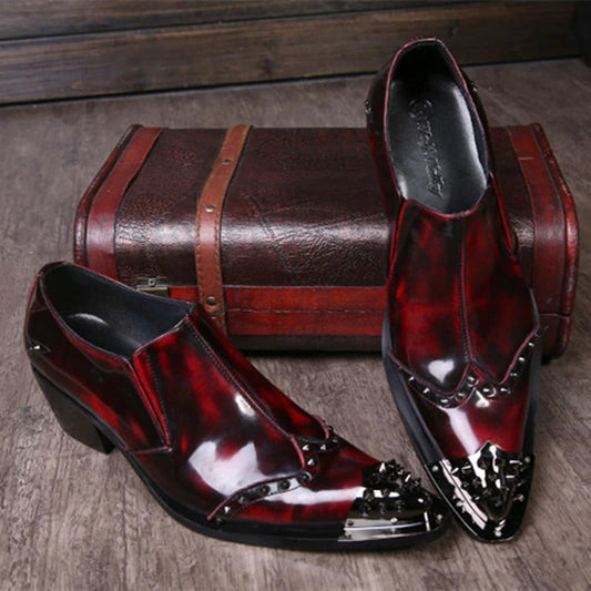 Italian Shoes Men Leather Wine Red Colors Weddding Shoes