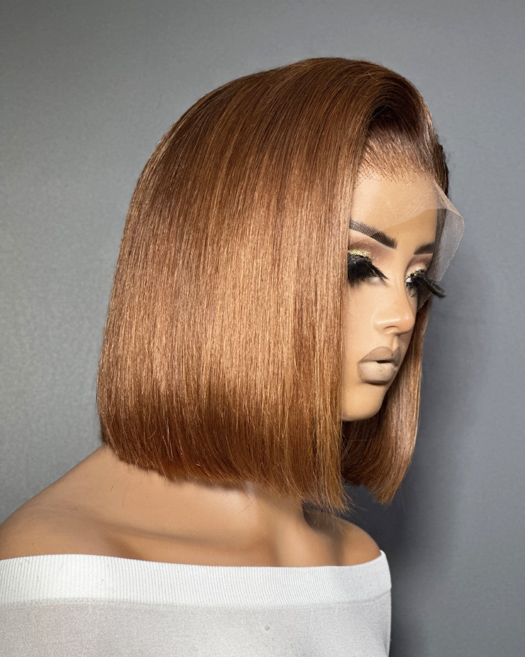 Ombre Orange Brown Straight Lace Front Wig