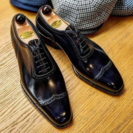 Classic men's black advanced handmade oxford shoes