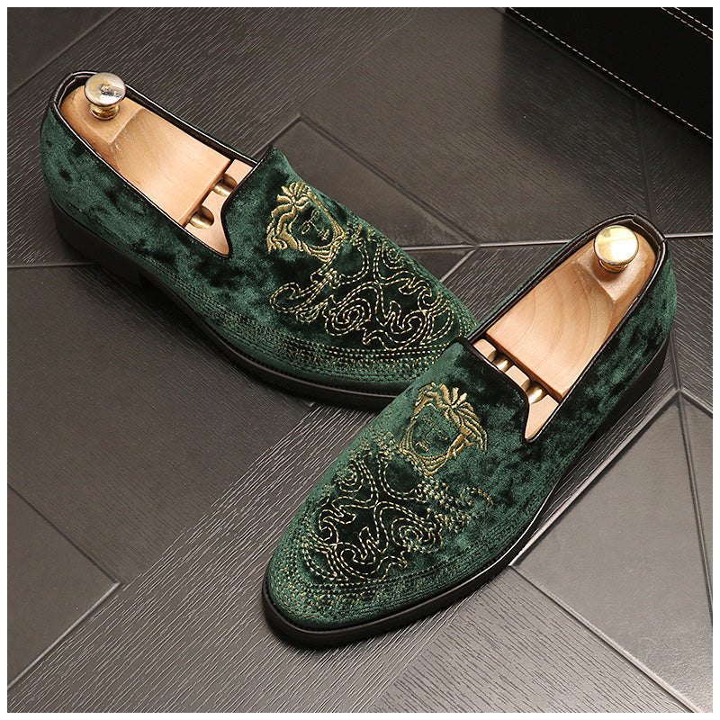 Embroidered fashion all-match loafers slip-ons