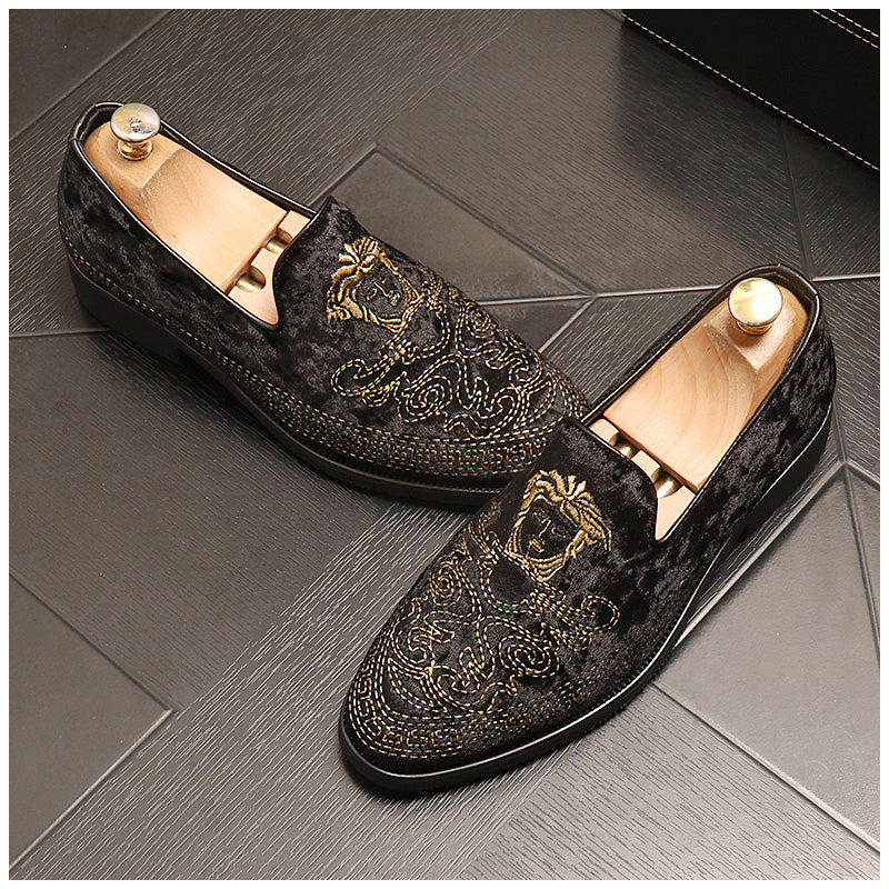 Embroidered fashion all-match loafers slip-ons