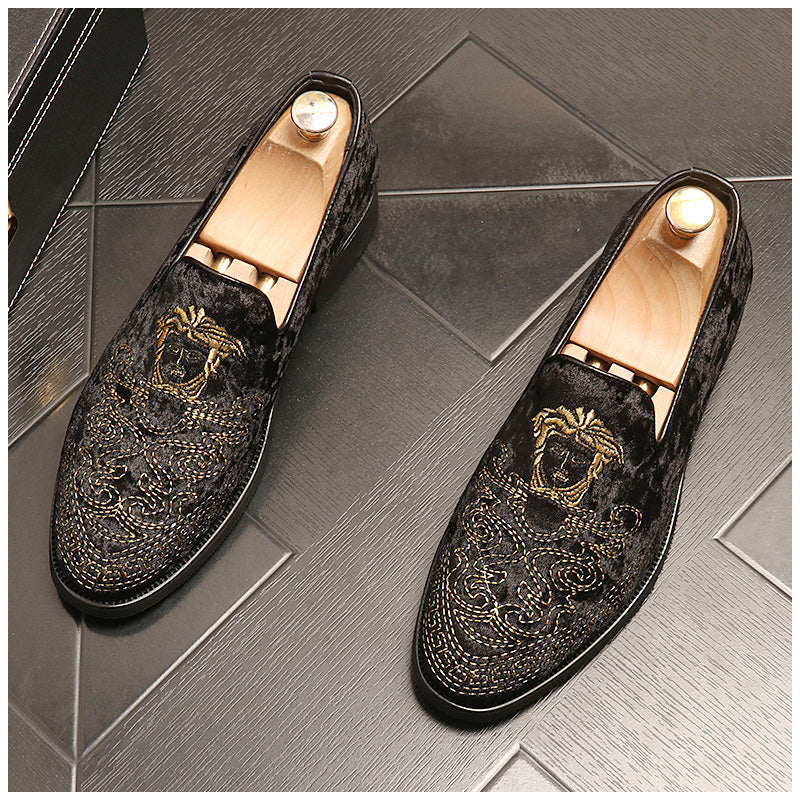 Embroidered fashion all-match loafers slip-ons