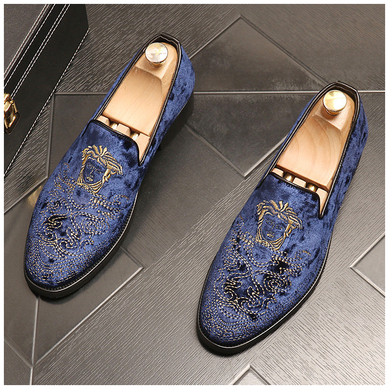 Embroidered fashion all-match loafers slip-ons