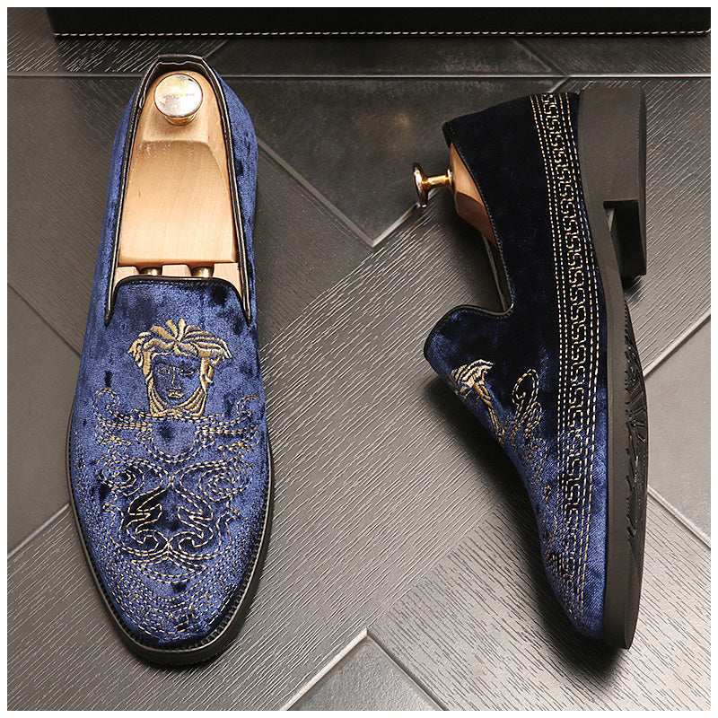 Embroidered fashion all-match loafers slip-ons