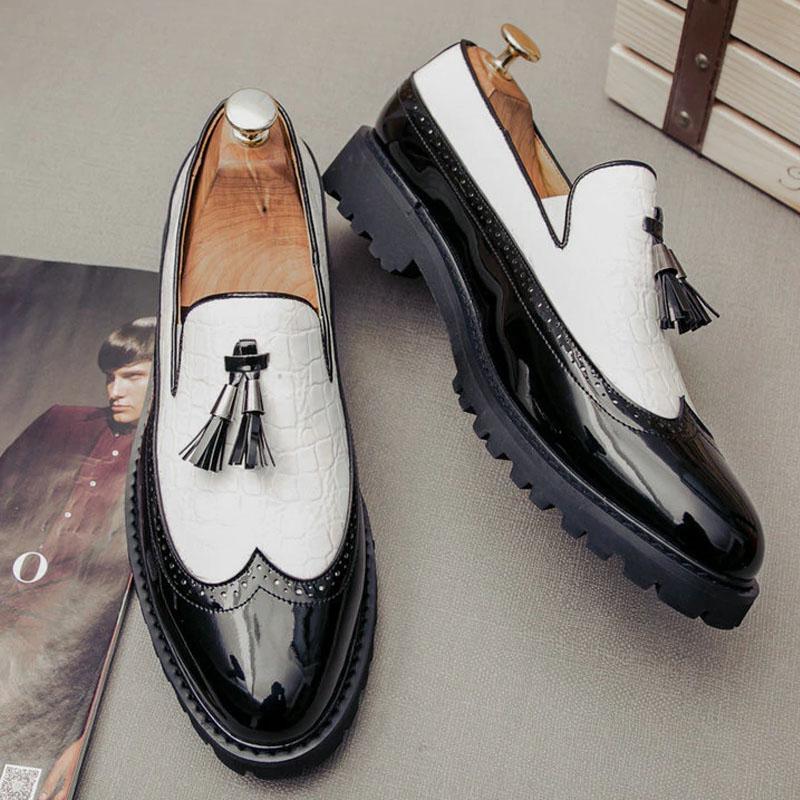 Casual Men's Dress Shoes With Tassel Flat Heel Loafers - Arceey