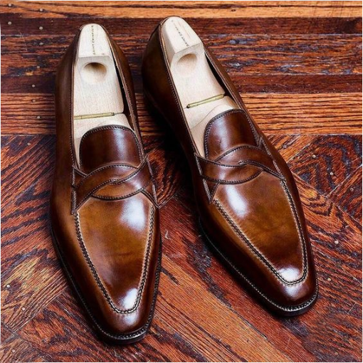 Knot Pattern Dark Brown Slip-on Shoes