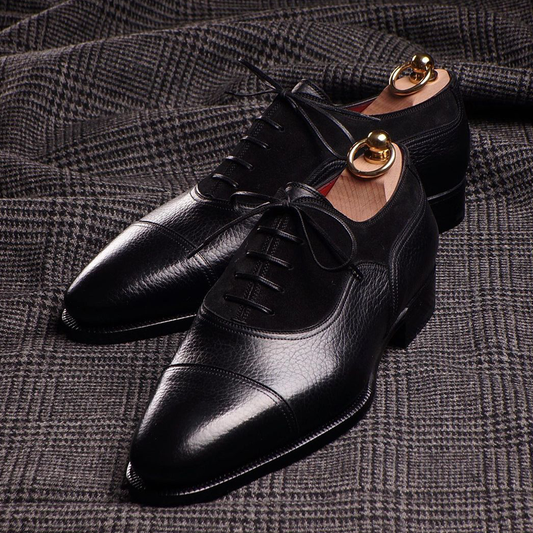 Black Splicing Suede Dress Shoes