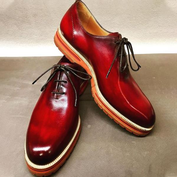 Pure red high-end Oxford leather shoes