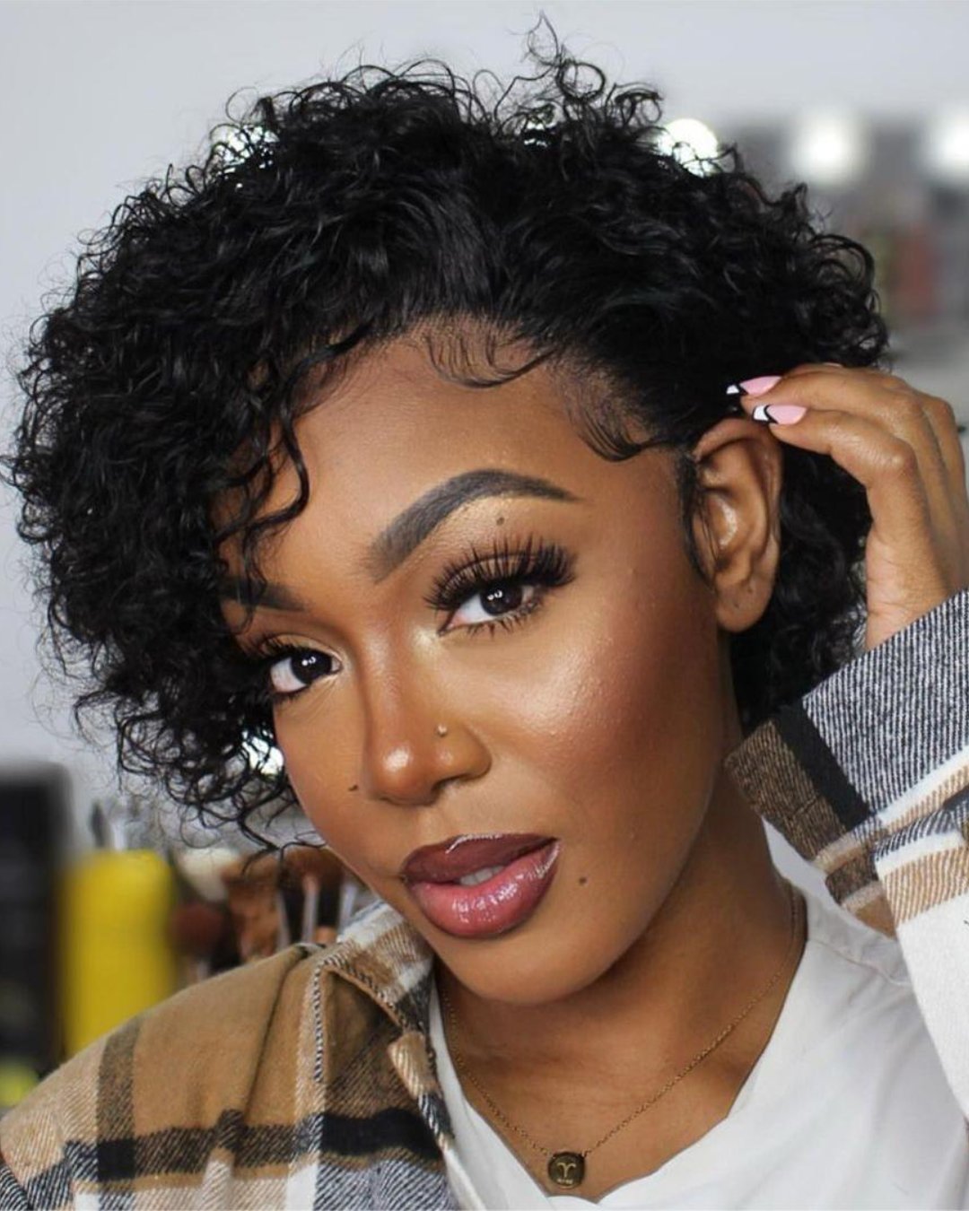 13x2 Lace Frontal Short Curly Pixie Cut Wig