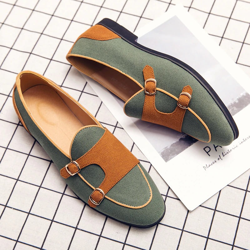 Canvas Leather Shoes Men Casual Luxury Loafers Shoes