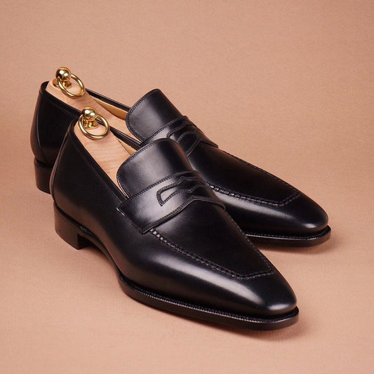 Pure black advanced mask handmade classic loafers