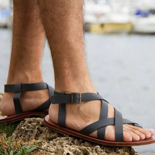 Black Men's Roman Sandals