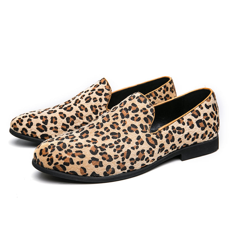 Leopard Print Men Slip On Shoes