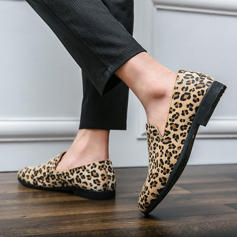 Leopard Print Men Slip On Shoes