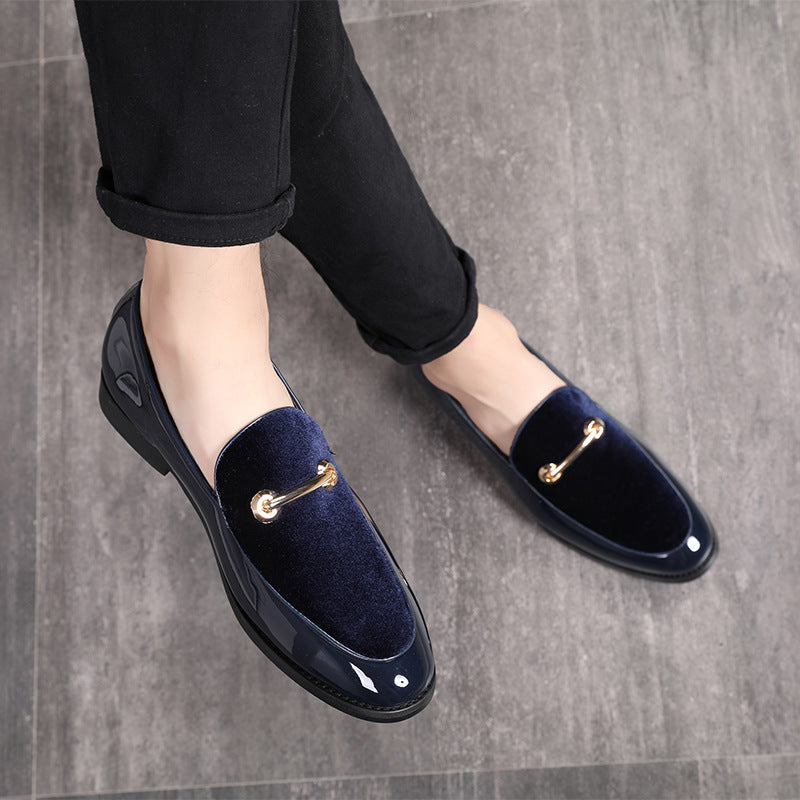 Suede Gold Buckle Slip On Shoes